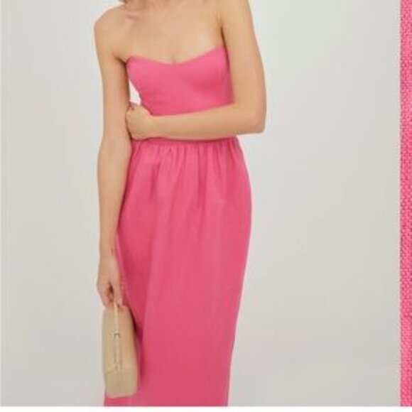 Reformation Fettuccine Linen Dress Snapdragon - Size 8 - Picture 3 of 3